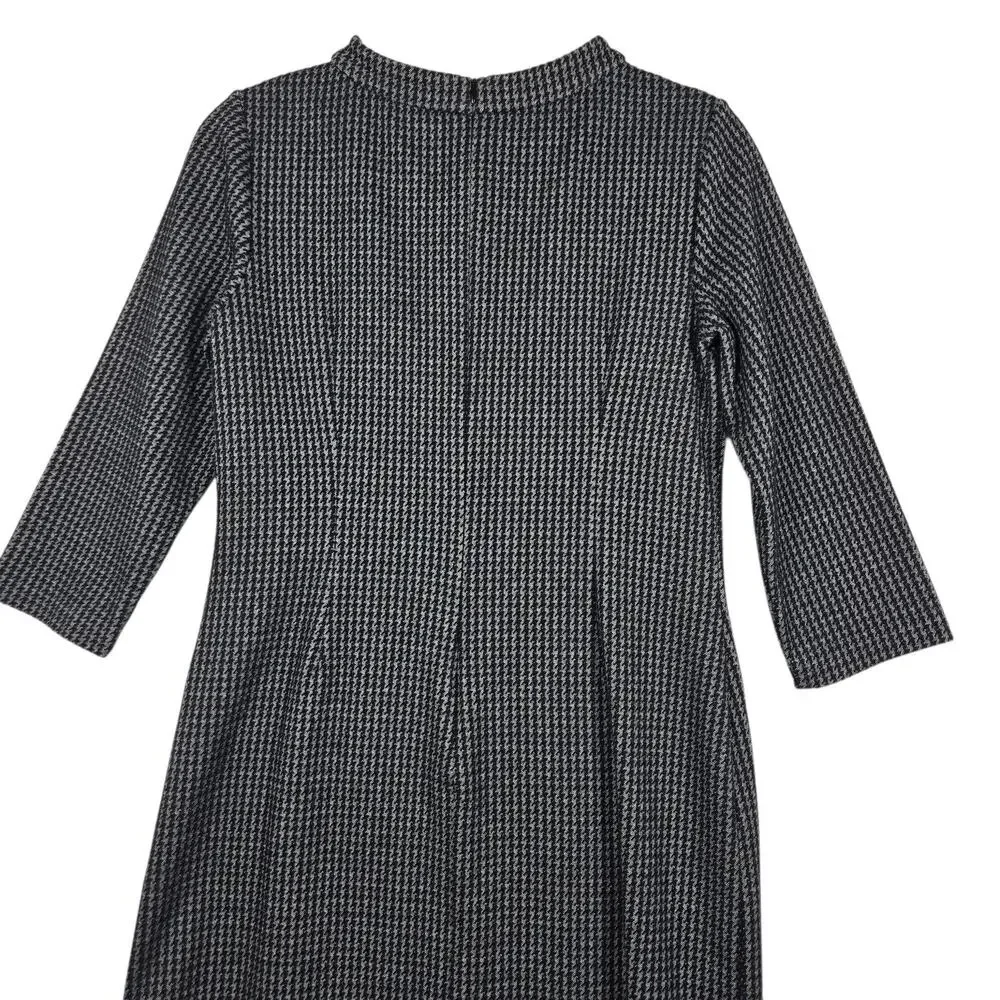 Boden Opal Jersey Dress Women 8P Petite Jacquard Houndstooth Mod Shift Mock Neck - Picture 8 of 12